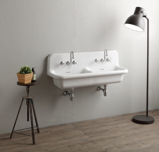 Picture of Lavabo de cerámica extragrande doble seno True Colors Retrotimes estilo Vintage