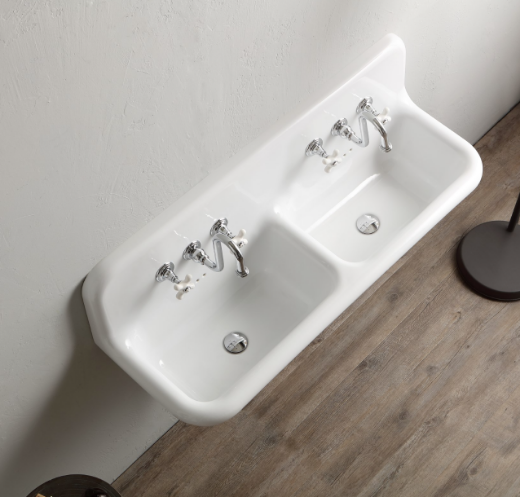 Picture of Lavabo de cerámica extragrande doble seno True Colors Retrotimes estilo Vintage