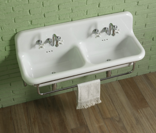 Picture of Lavabo de cerámica extragrande doble seno True Colors Retrotimes estilo Vintage