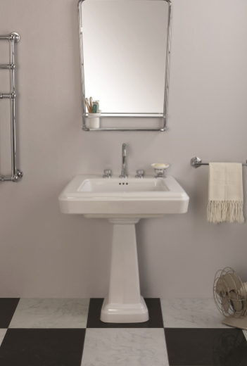 ambientación baño con imagen lavabo 50's con pedestal