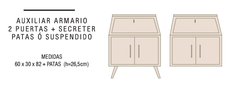 Mueble auxiliar de baño Velvet con secreter y 2 estantes de Maderó Ate –  Lavabosconestilo