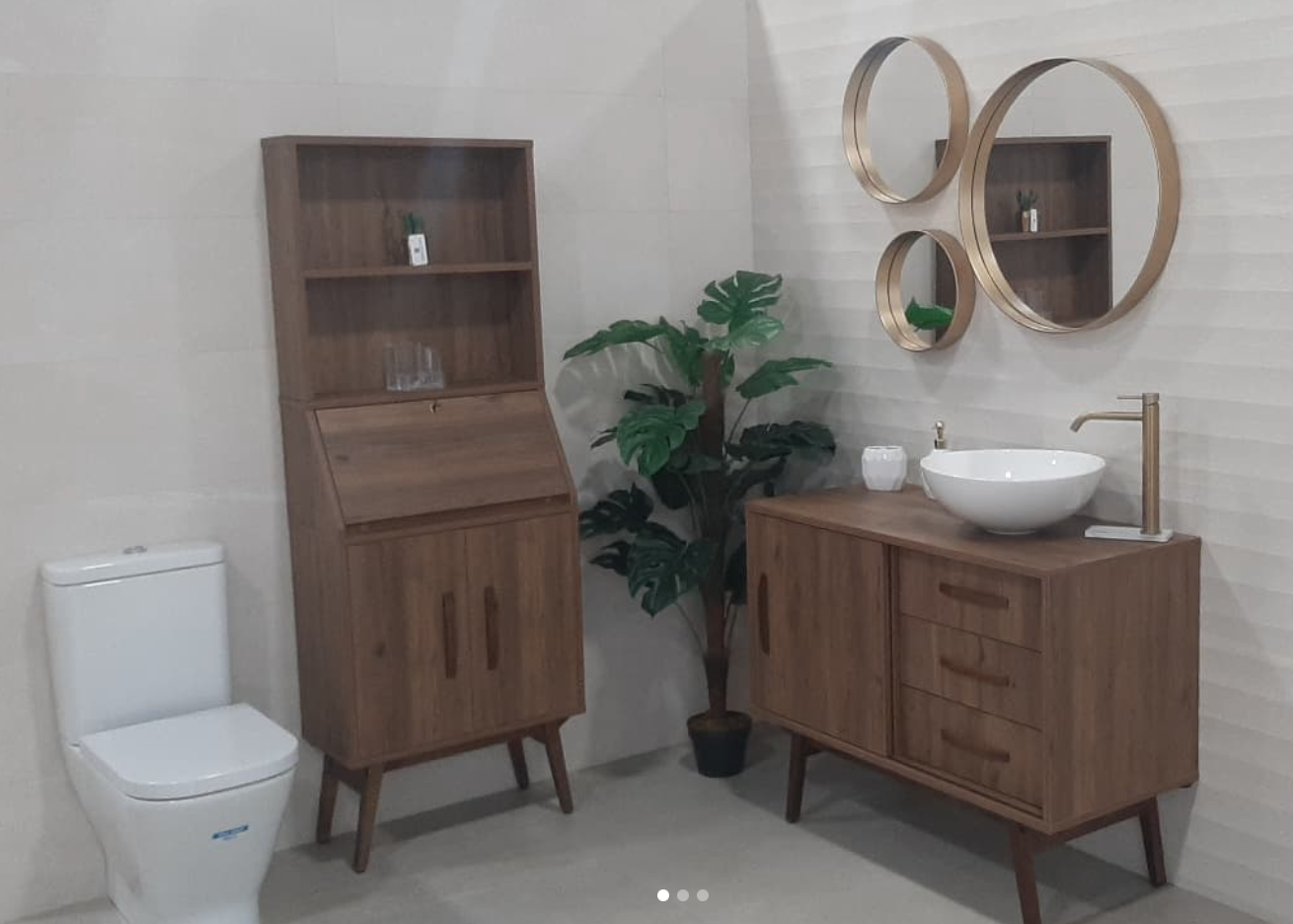 Mueble auxiliar de baño Velvet con secreter y 2 estantes de Maderó