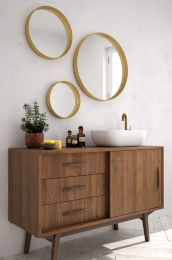 mueble baño Velvet retro espejos oro 