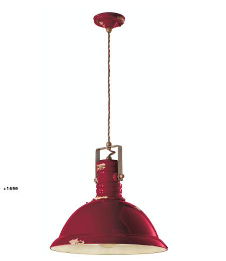imagen lámpara colgante Industrial C1690 rojo burdeos