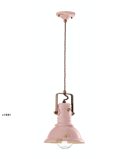 imagen lámpara colgante Industrial C1691 rosa