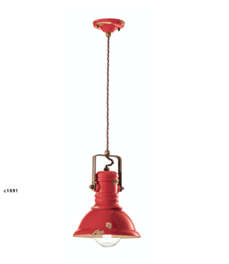 imagen lámpara colgante Industrial C1691 rojo