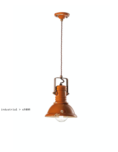imagen lámpara colgante Industrial C1691 naranja