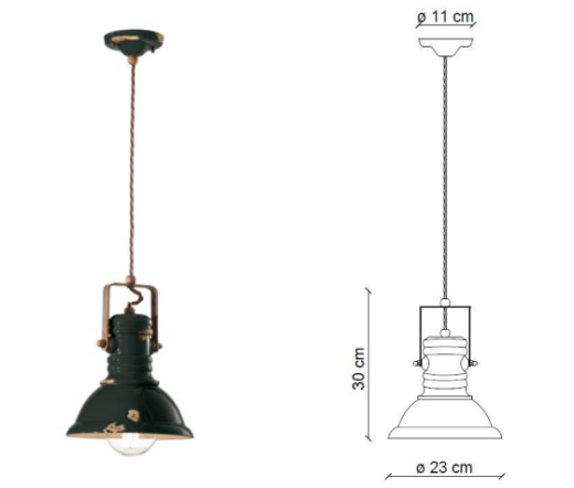 medidas lámpara colgante Industrial C1691 