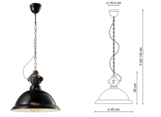 medidas lámpara colgante Industrial C1710 