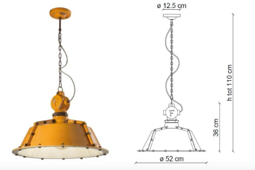medidas lámpara colgante Industrial C1720 