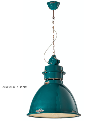 imagen lámpara colgante Industrial C1750 verde vintage