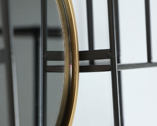 detalle Espejo con estanterías de hierro y Dm Modelo Varese  estilo Industrial