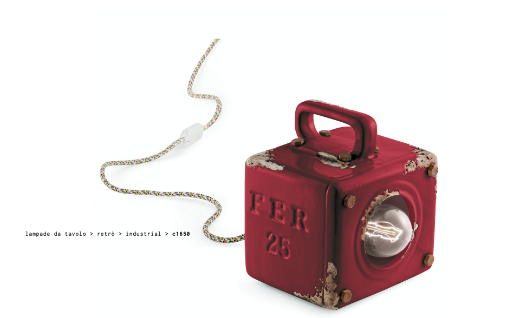 imagen lámpara sobremesa Industrial C1650 rojo burdeos