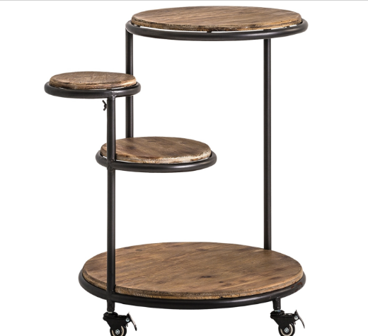 Mesa auxiliar de madera Rhyl estilo industrial vista superior