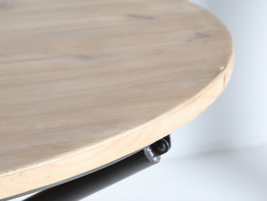 Mesa de comedor redonda de madera Tirkane  estilo Industrial detalle canto