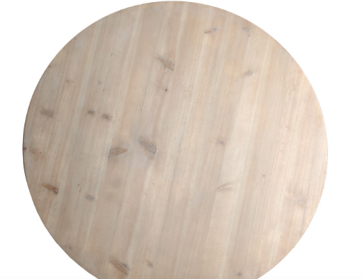 Mesa de comedor redonda de madera Tirkane  estilo Industrial detalle del tablero