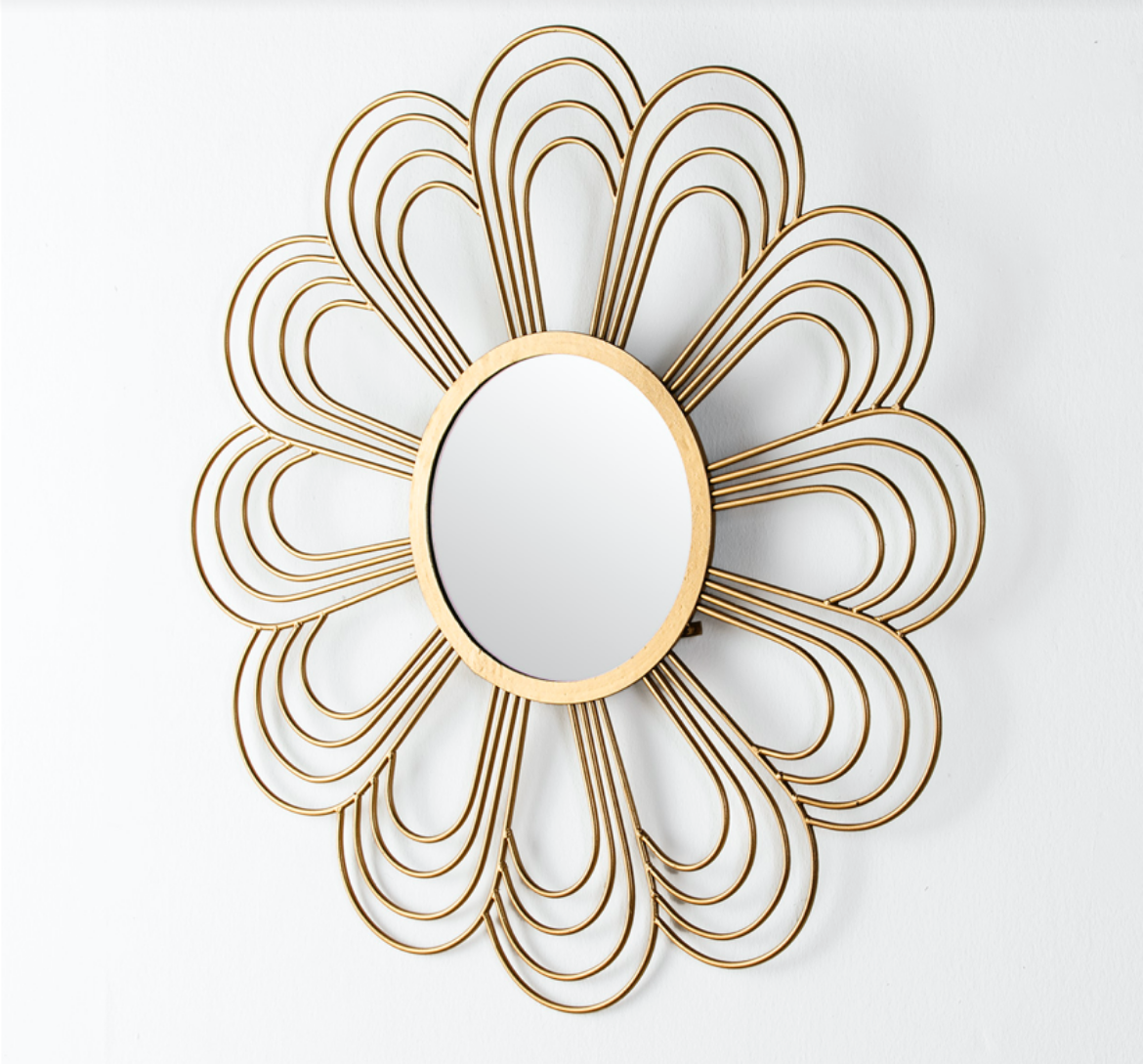 imagen espejo decorativo vintage metal dorado