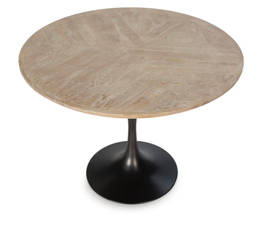 detalle encimera madera mesa comedor redonda 