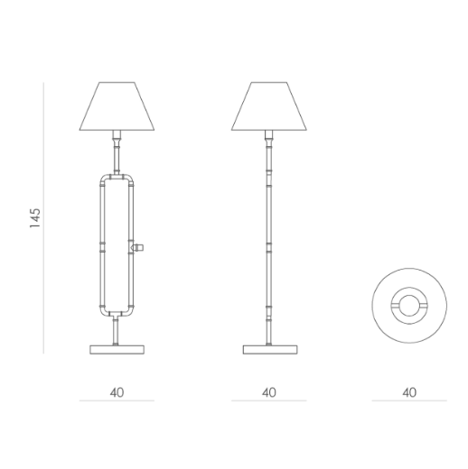 medidas lámpara de pié tubos de cobre de Gie EL