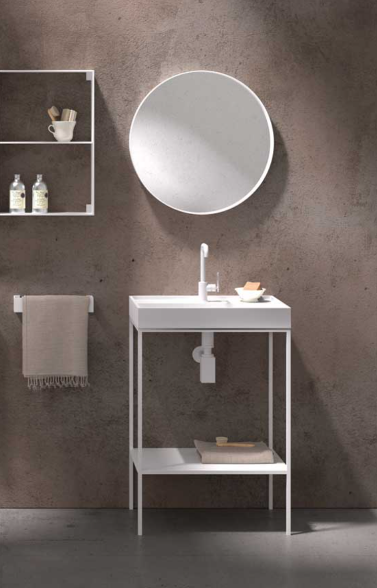 mueble baño Tribeca en blanco estilo industrial para encimera de 8cm