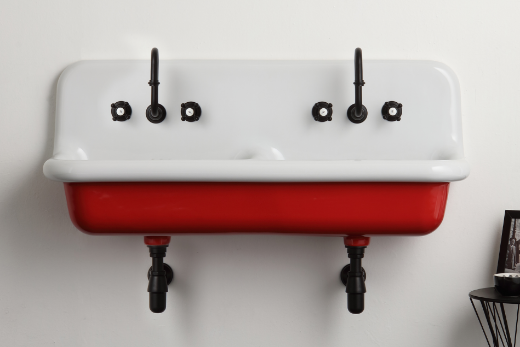 imagen lavabo true colors extragrande en rojo y blanco