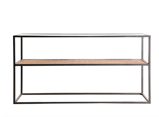 imagen mueble Tv hierro vidrio y Ratan Treignac estilo Industrial
