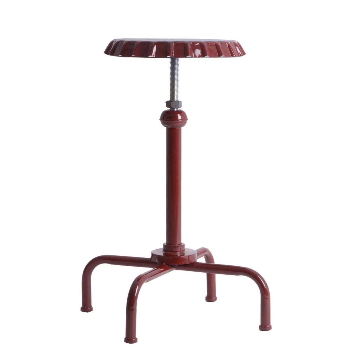 imagen taburete Ruthin hierro estilo Industrial color burdeos