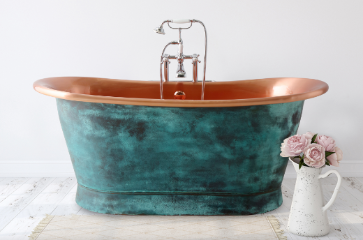 imagen bañera cobre Napoleon acabado exterior verde-cobre oxidado