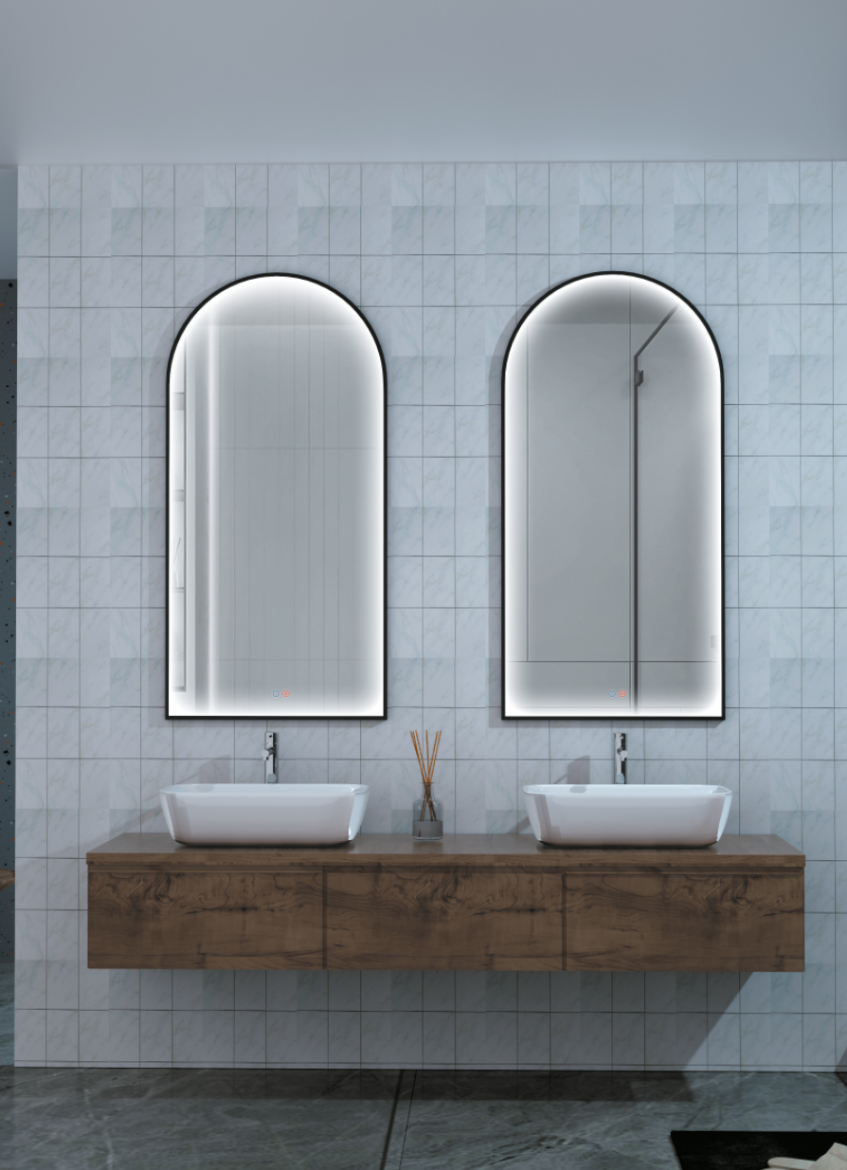 imagen espejo baño luz perimetral integrada marco Roma estilo Vintage