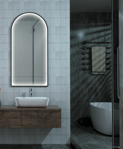imagen espejo baño luz perimetral integrada marco Roma estilo Vintage