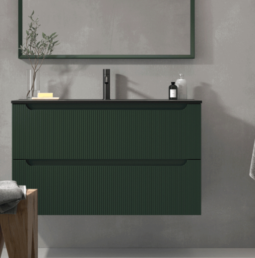  mueble portalavabo Kimono 2 cajones en verde oliva 