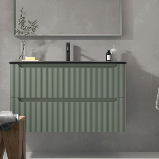 imagen mueble portalavabo Kimono 2 cajones en verde army