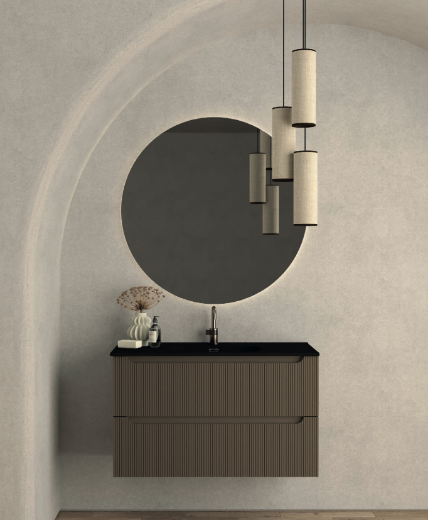 imagen mueble portalavabo Kimono 2 cajones en greige 