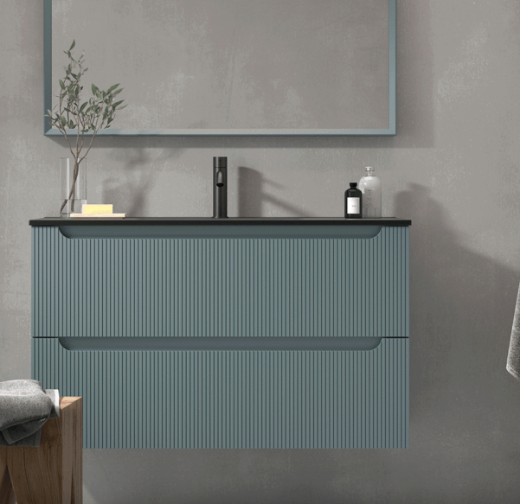 imagen mueble portalavabo Kimono 2 cajones en azul Miami