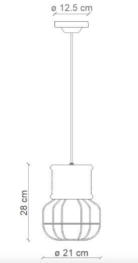 medidas lámpara colgante C2340 estilo Industrial