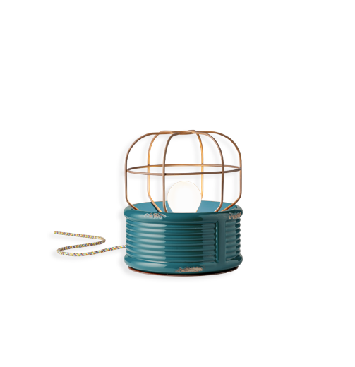imagen lámpara sobremesa estilo Industrial en verde vintage