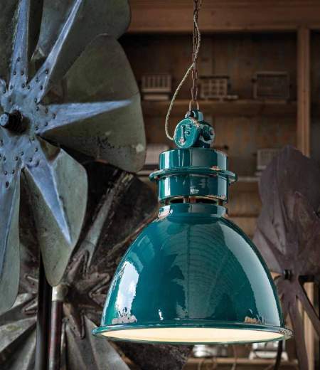 imagen lámpara colgante estilo Industrial en verde vintage