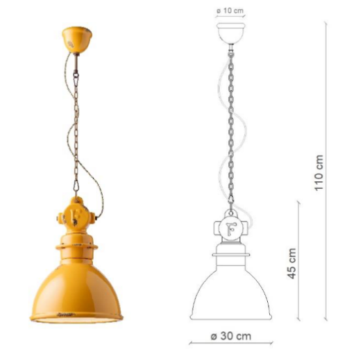 medidas lámpara colgante estilo Industrial c1755