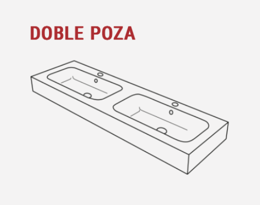 disposición lavabo doble polza encimera compacloud