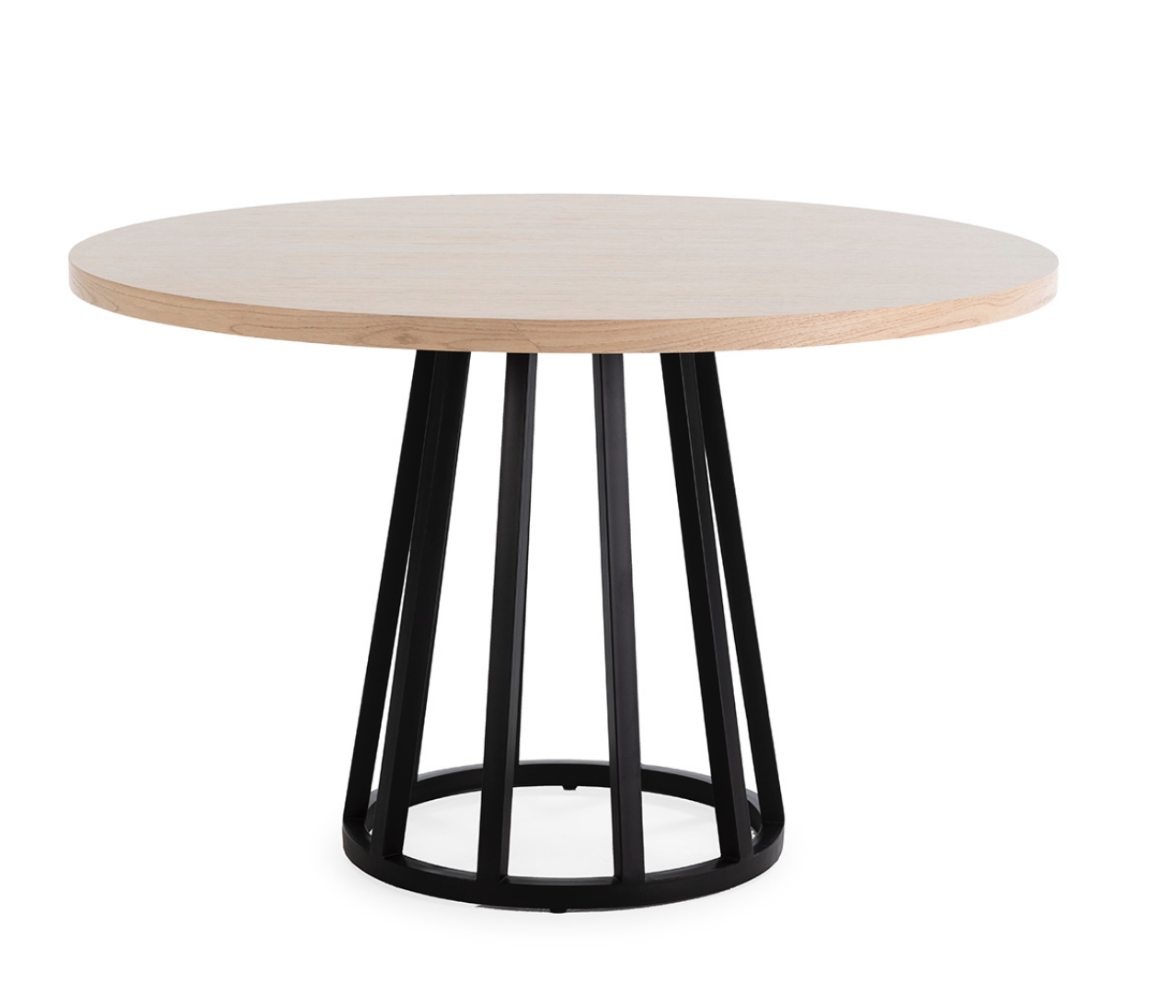 imagen mesa comedor madera y metal negro