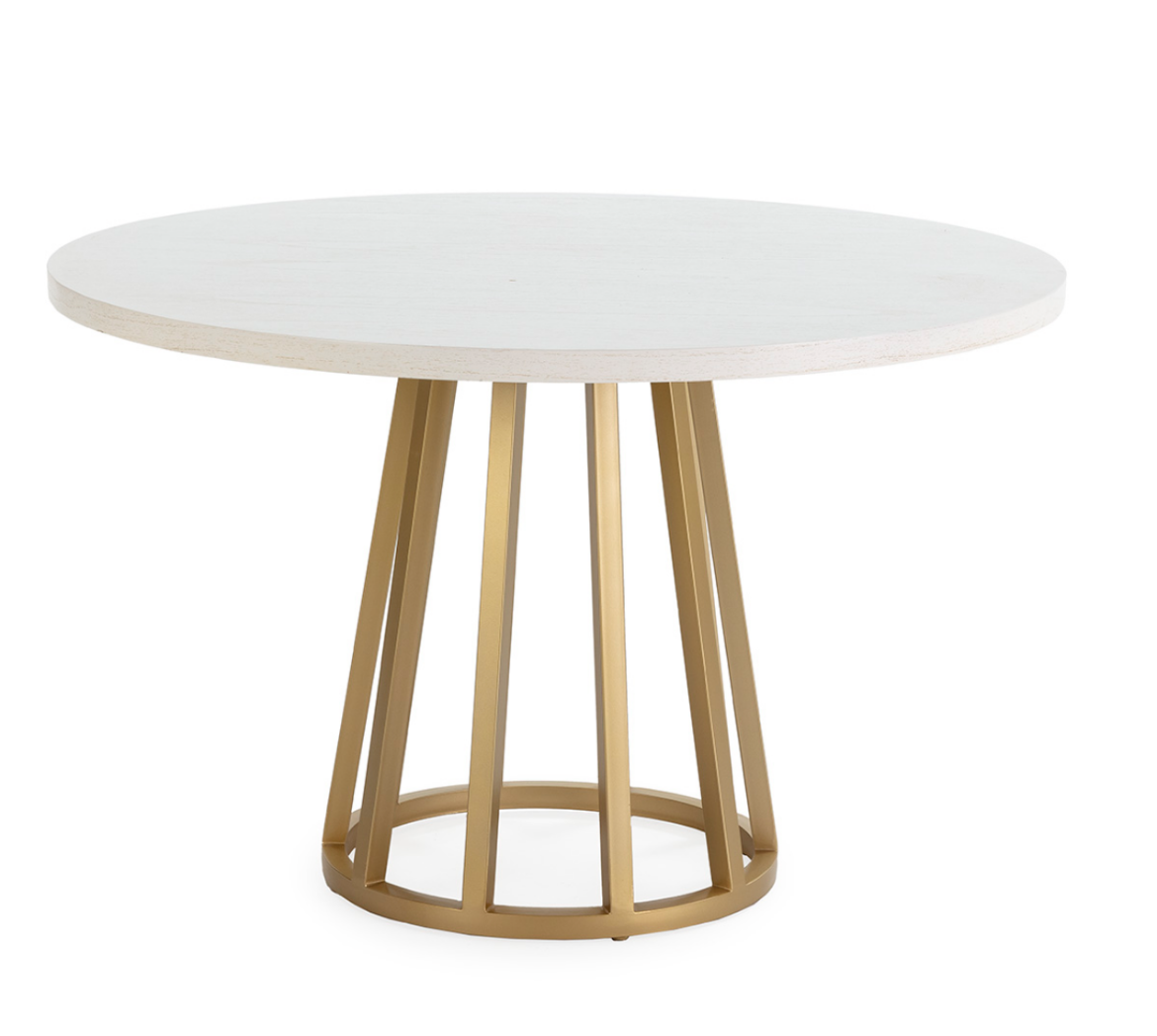 imagen mesa comedor blanco y dorado