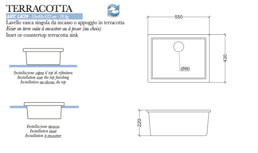 ficha técnica fregadero Terracotta