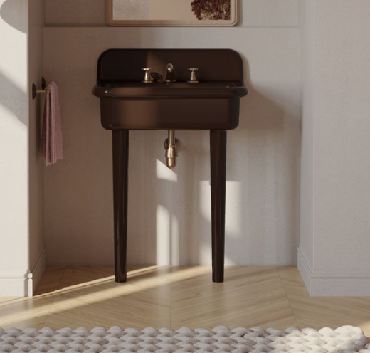imagen lavabo grande True Colors lite asimétrico en marrón con patas