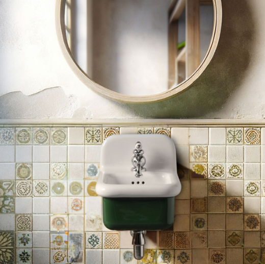 imagen lavabo true colors lite mini en blanco/verde musgo