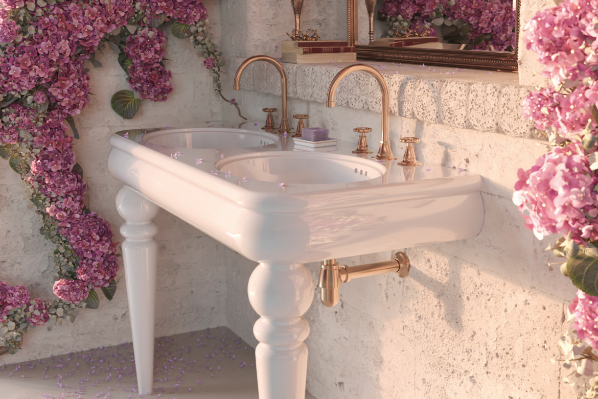 imagen lavabo grande doble seno Romantica an blanco