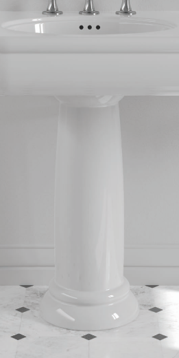 detalle pedestal cerámica lavabos Romantica estilo Vintage en blanco
