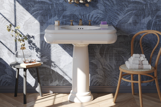  lavabo mediano Romantica estilo Vintage con pedestal