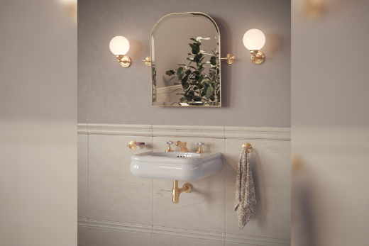 ambientación baño con lavabo pequeño Romantica estilo Vintage