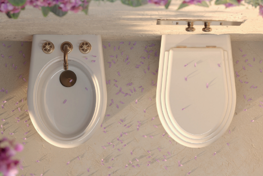 vista inodoro y bidet a suelo Romantica estilo Vintage