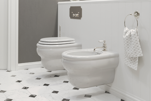 vista wc y bidet suspendido Romantica estilo Vintage